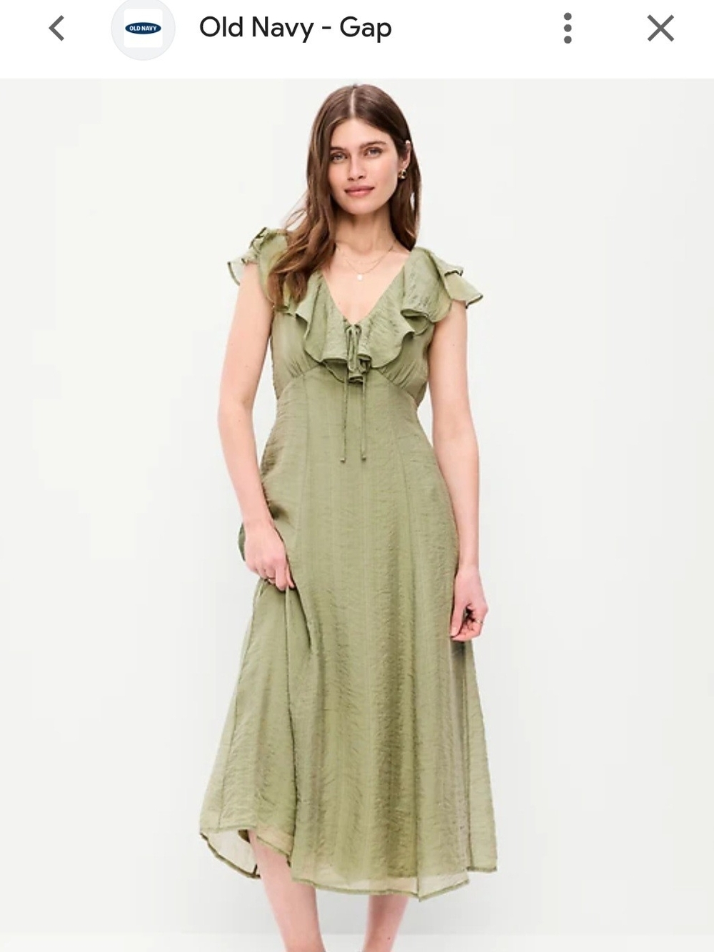 Old Navy Sage Green Ruffle V-Neck Midi Dress